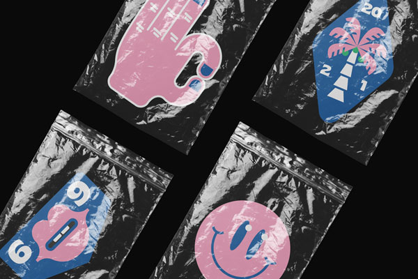 Four Foils With Sticker Mockup