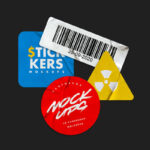 Four Glued Crumpled Stickers Mockups