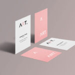 Four Perspective Business Cards Mockup with Different Directions