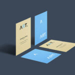 Four Perspective Business Cards Mockup with Different Directions