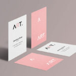 Four Perspective Business Cards Mockup with Different Directions