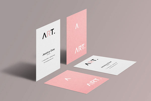 Four Perspective Business Cards Mockup with Different Directions