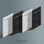 Four Standing Presentation Business Card Mockup in a Row
