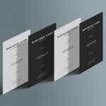 Four Standing Presentation Business Card Mockup in a Row