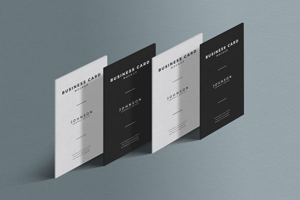 Four Standing Presentation Business Card Mockup in a Row