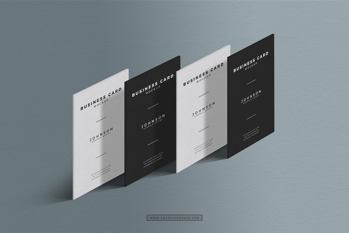 Four Standing Presentation Business Card Mockup in a Row FREE PSD
