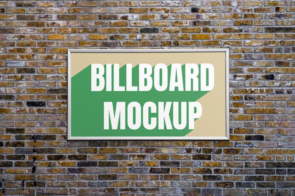 Frame Billboard on Brick Wall Mockup