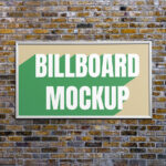 Frame Billboard on Brick Wall Mockup