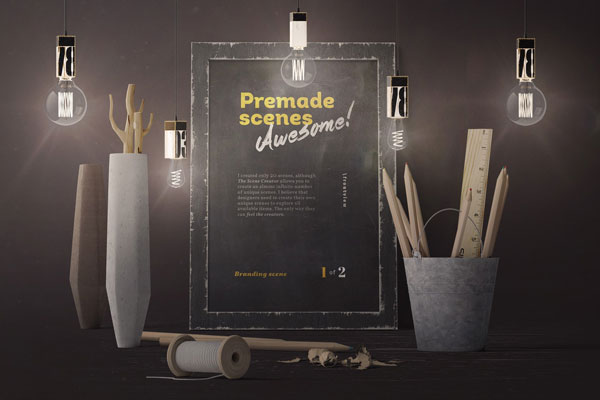 Frame Mockup with Bulbs in Front View