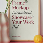 Frame Mockup with Vase and Lemons in Front View