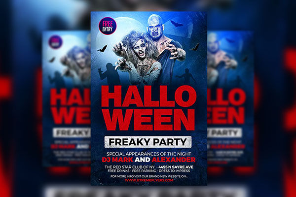 Freaky Scary Halloween Club Party Flyer Template