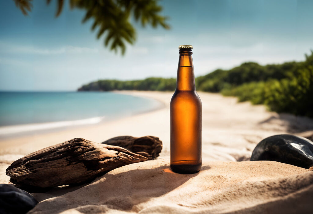 Beer Bottle Mockup on the Beach