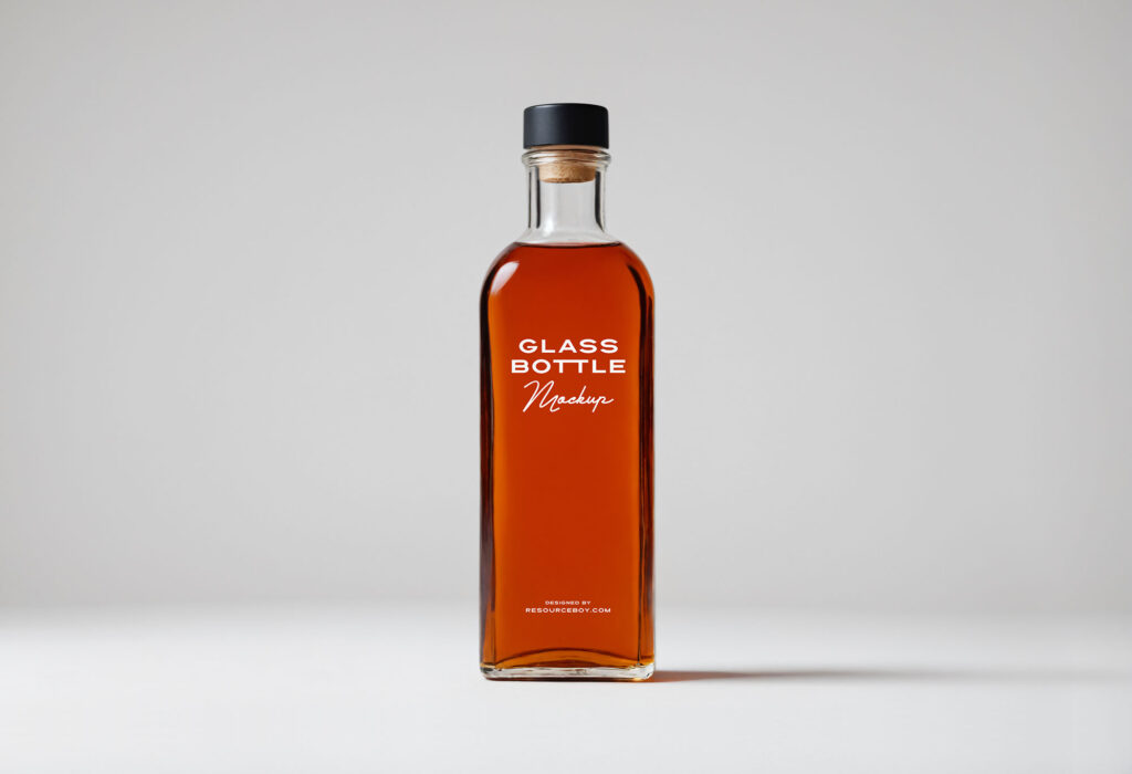 Glass Bottle Mockup with Liquid