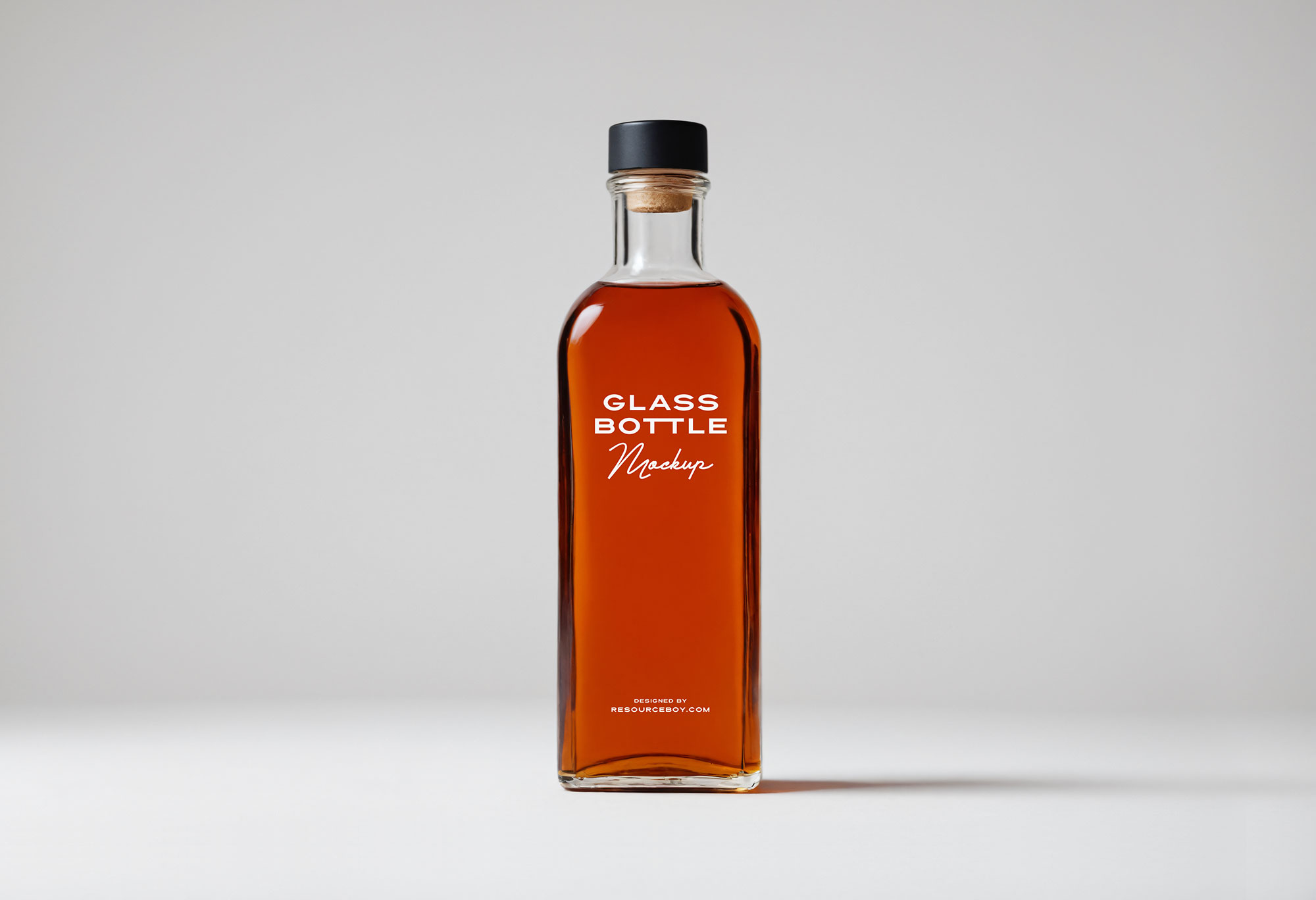 Free Glass Bottle Mockup with Liquid PSD Template
