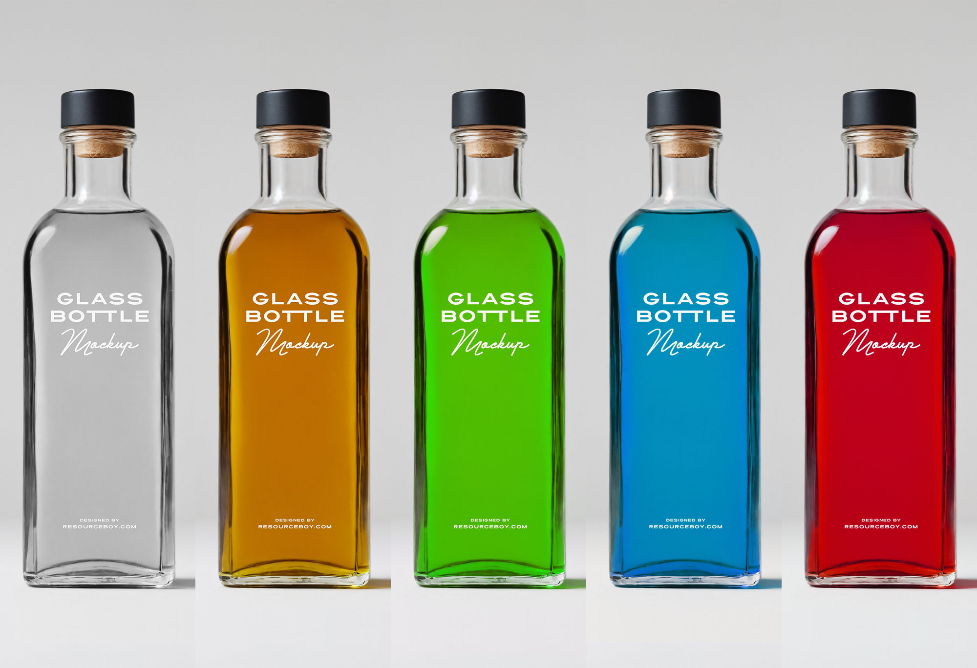 Free Glass Bottle Mockup with Liquid PSD Template
