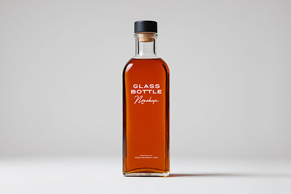 Glass Bottle Mockup with Liquid
