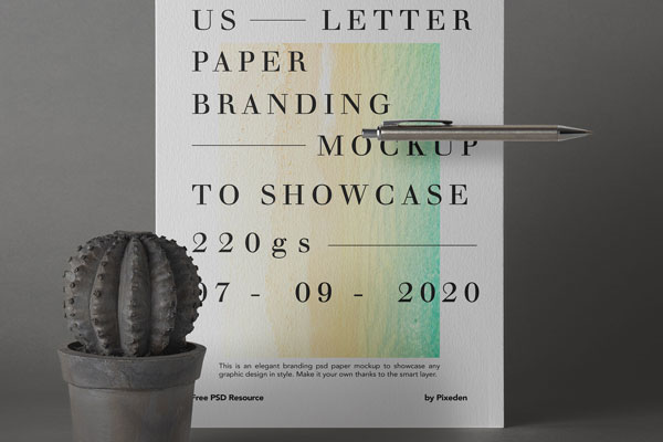 Letterhead Paper and a Pen Mockup