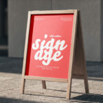 Wooden A Frame Store Sign Mockup