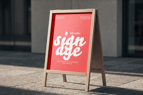 Wooden A Frame Store Sign Mockup