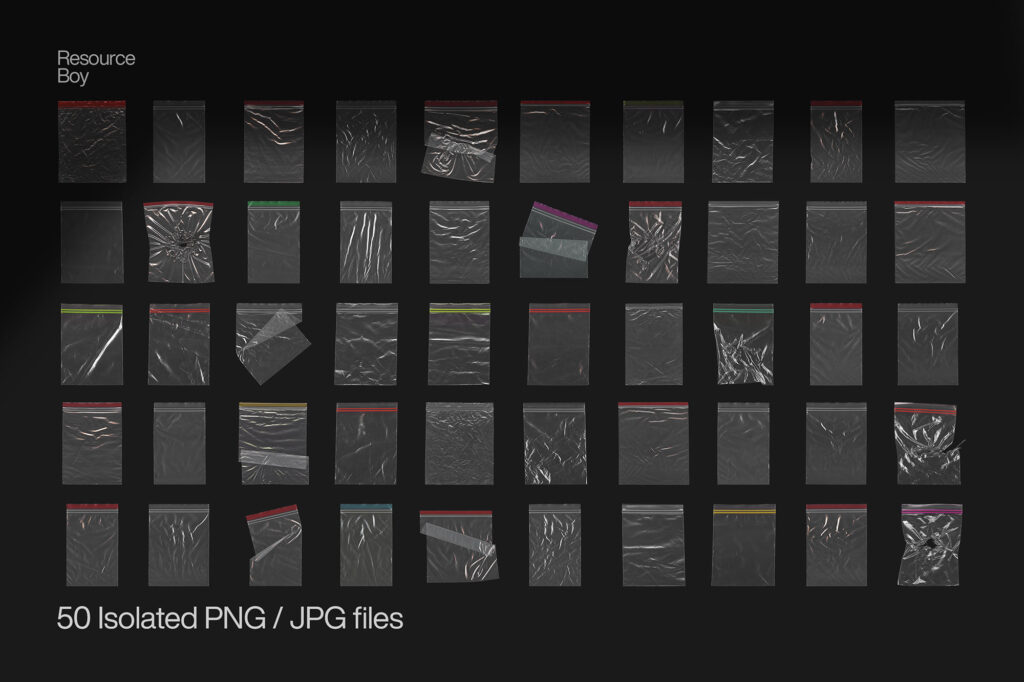 50 Ziplock Plastic Bag Textures