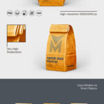 Front and 3/4 View of 3 Paper Bag Mockups