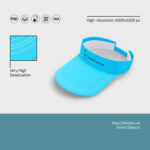 Front and 3/4 View of 3 Sun Visor Plain Hat Mockups