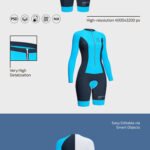 Front and 3/4 View of 3 Women’s Cycling Suit Mockups