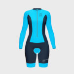 Front and 3/4 View of 3 Women’s Cycling Suit Mockups