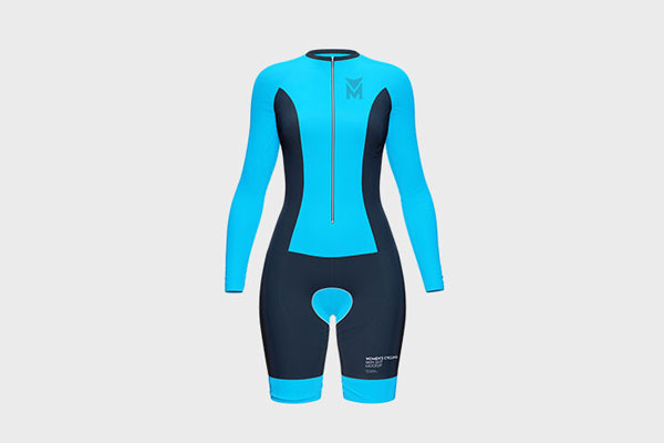 Front and 3/4 View of 3 Women’s Cycling Suit Mockups