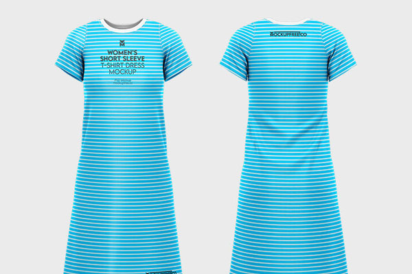 Front and 3/4 View of 3 Women’s T-Shirt Dress Mockups