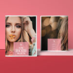 Front and Back Brochure Cover Standing Alongside Mockup