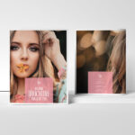 Front and Back Brochure Cover Standing Alongside Mockup