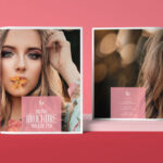 Front and Back Brochure Cover Standing Alongside Mockup