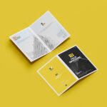 Front and Back of a A4 Bi Fold Brochure Mockup