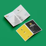 Front and Back of a A4 Bi Fold Brochure Mockup