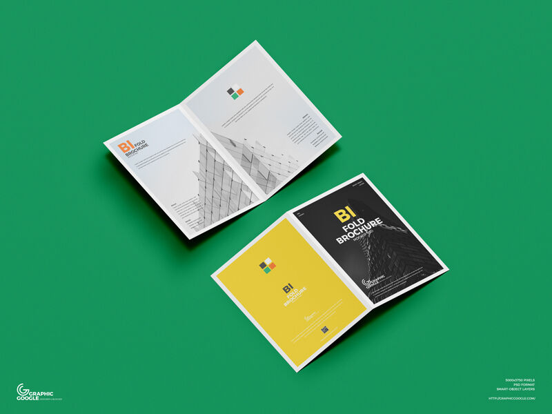 Front and Back of a A4 Bi Fold Brochure Mockup