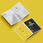 Front and Back of a A4 Bi Fold Brochure Mockup