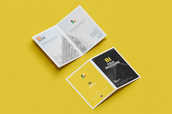 Front and Back of a A4 Bi Fold Brochure Mockup