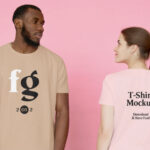 Front and Back of the T-Shirt on a Man and Woman Mockup