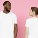 Front and Back of the T-Shirt on a Man and Woman Mockup