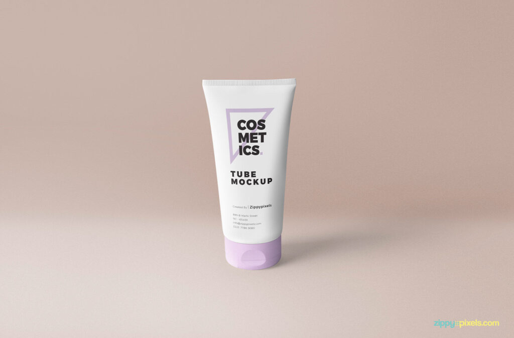 Front and Center Standing Flip Cap Tube Packaging Mockup