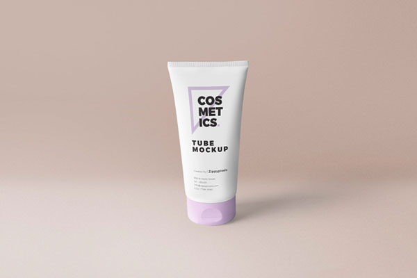 Front and Center Standing Flip Cap Tube Packaging Mockup
