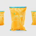 Front and Perspective Sight of 3 Chips Pack Mockups
