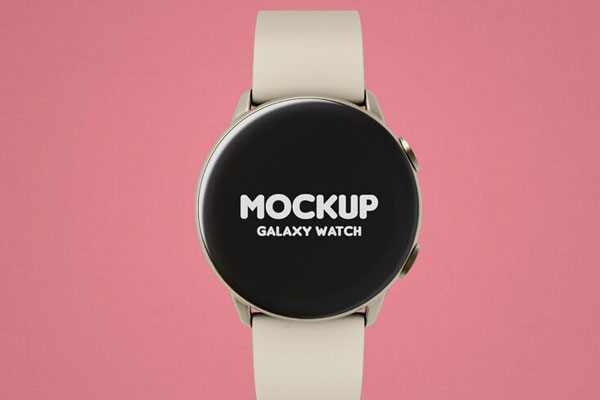 Front and Perspective View of 2 Galaxy Watch Mockups