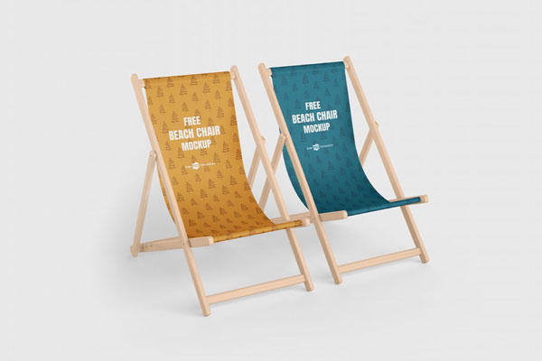 3 Beach Chair Mockups in Front and Perspective Views