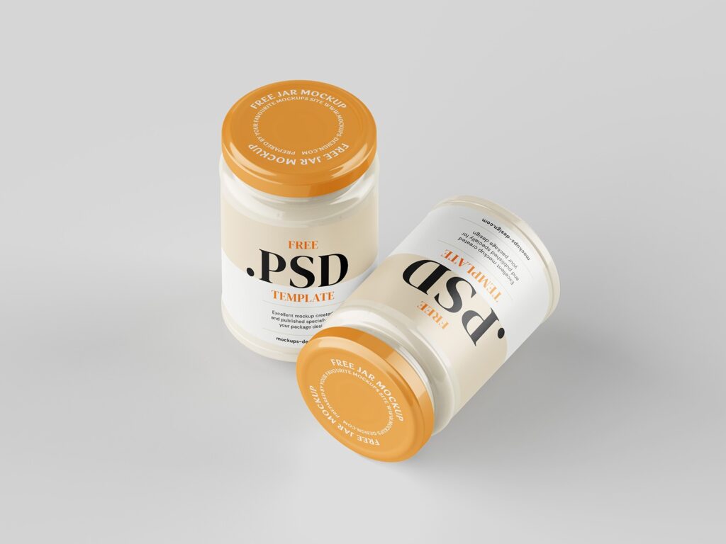 Front and Perspective View of 3 Cream Jar Mockups