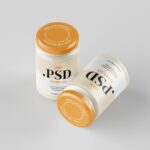 Front and Perspective View of 3 Cream Jar Mockups