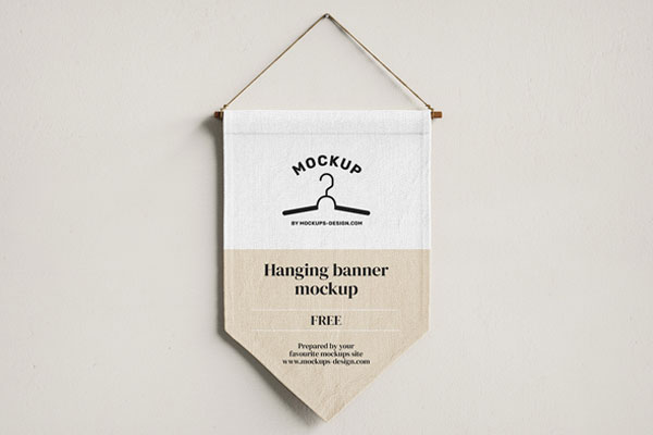 Front and Perspective View of 3 Hanging Banner Mockups