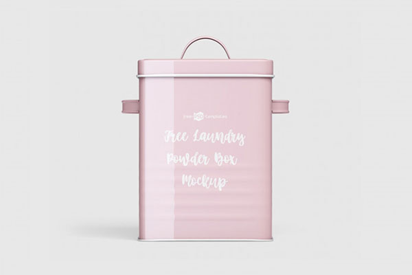 Front and Perspective View of 3 Laundry Powder Box Mockups