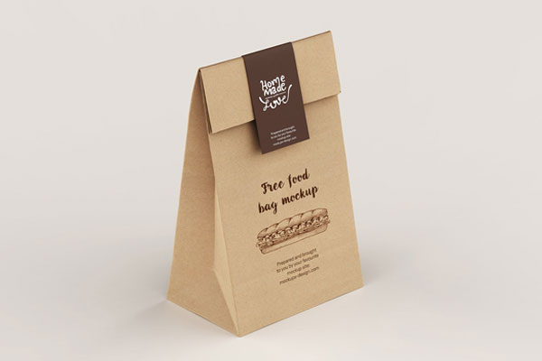 Front and Perspective View of 3 Paper Delivery Bag Mockups